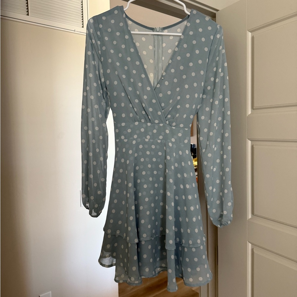 Vici Green Long Sleeve Wrap Dress